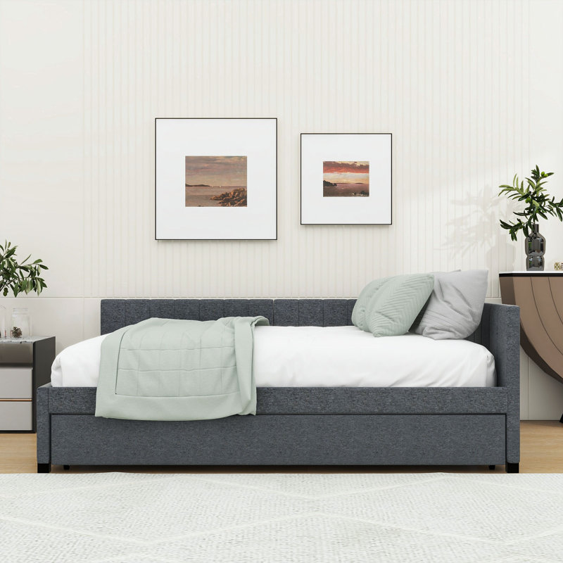 Lit de jour avec couchette Thelman, Gris, Double