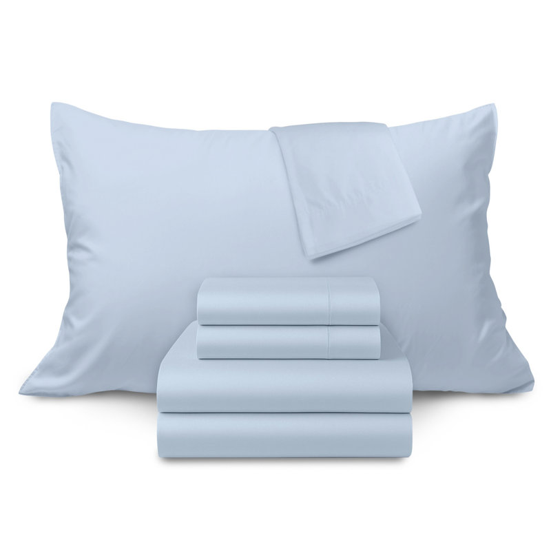  500 Thread 100% Cotton Sateen Sheet Set (4PC.), Queen, Ocean