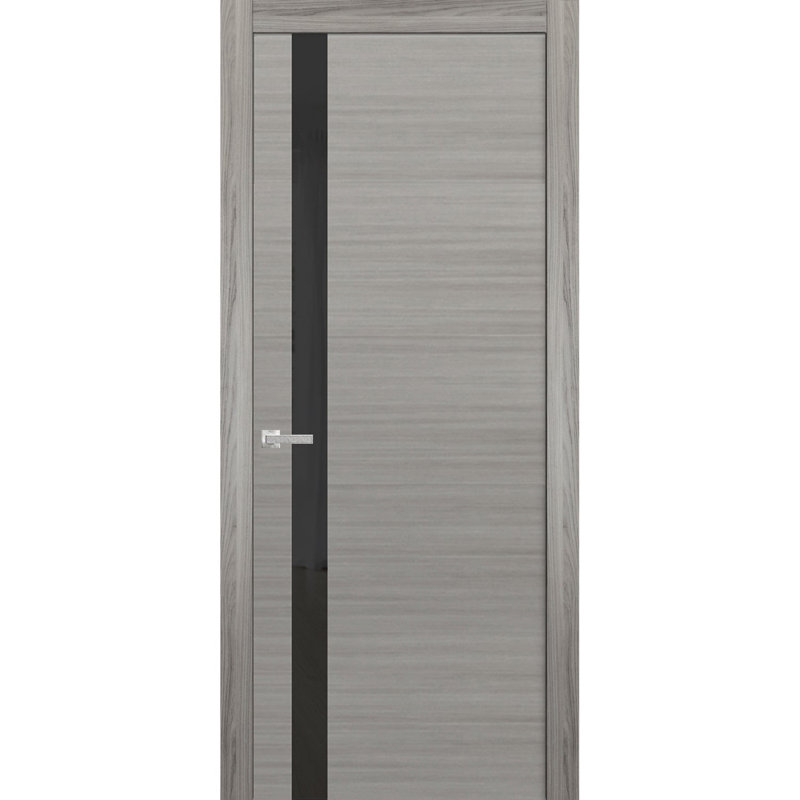 Porte standard en bois manufacturé à panneaux en verre givré Planum, 30 po x 84 po, Gris