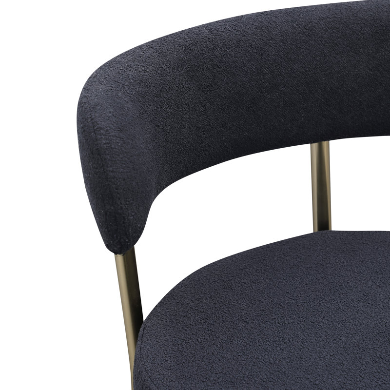 Woker Modern Sherpa Counter Height Stools Set of 2, Uphsoltered 26" Seat Height Barstools with Brushed Brass Metal Legs Round Low Back Kitchen Stools with Footrest for Dining Room,