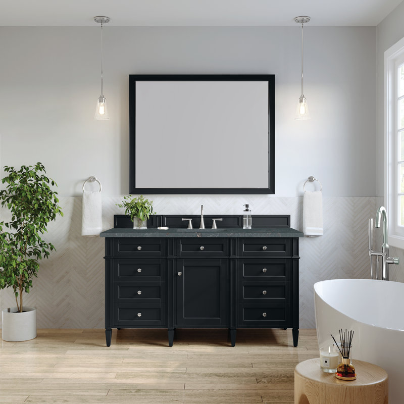 Brittany 60'' W Single Vanity, Parisien Bleu, Black Onyx, 8" Widespread