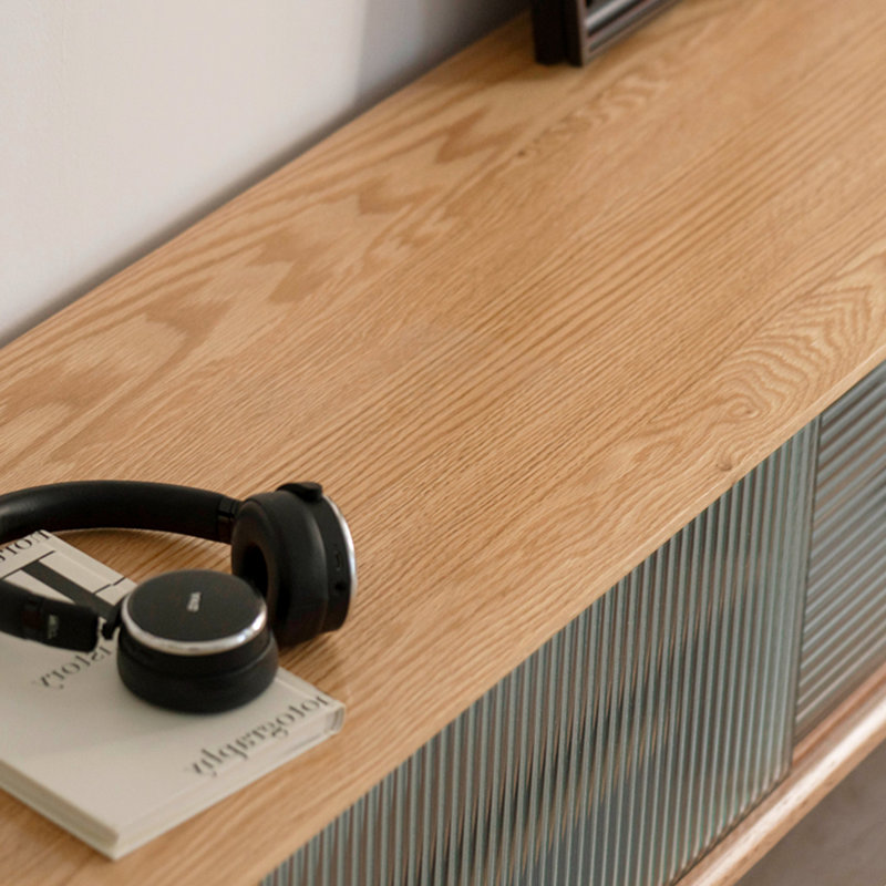 Meuble télé moderne et simple en chêne, 78.74"