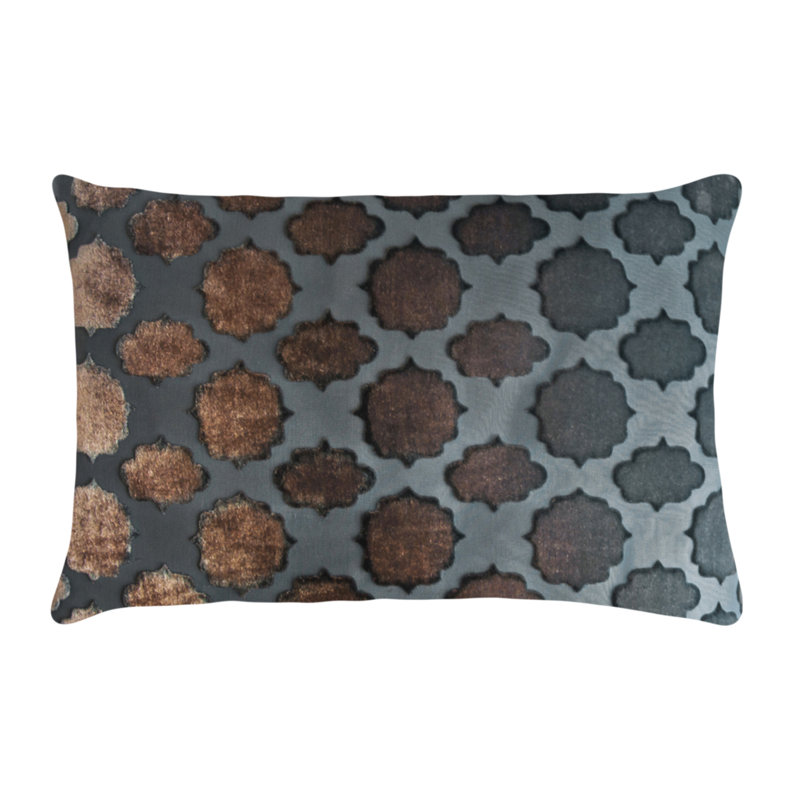 Mod Fretwork Lumbar Pillow Cover & Insert, 14" x 20", Down, Gunmetal