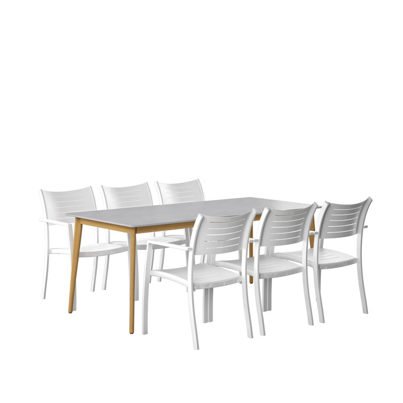 Anautica 6 - Person Wood Patio Dining Set with Rectangular Table