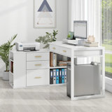 55 Inch L Shaped Desk With Storage Cabinet
