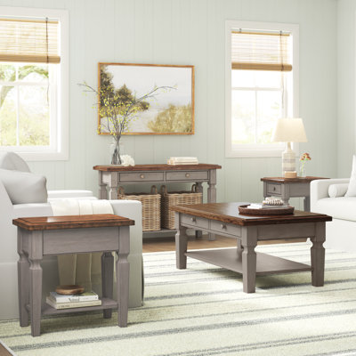 Bonas 4 - Piece Solid Wood Solid Wood Top Living Room Table Set