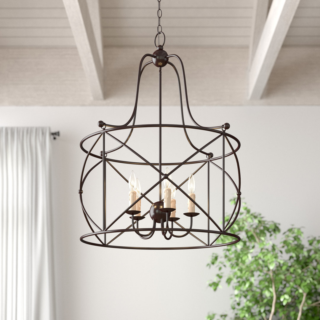 Gadbois 5 - Light Dimmable Lantern Geometric Chandelier Trent Austin Design®