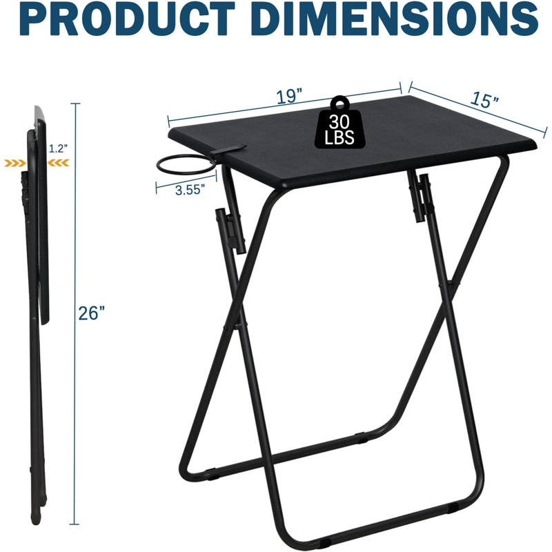 Ensemble de 4 plateaux de télévision, plateau-repas pliable, tables de télévision portatives pour le salon