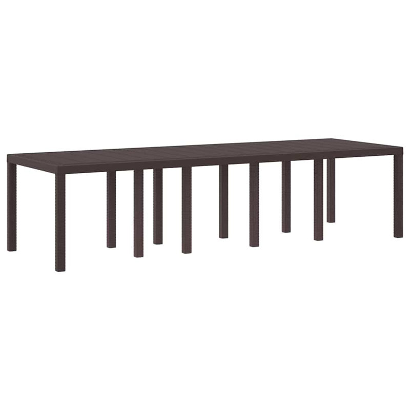 Table de jardin vidaXL brun en poly rotin 118,11 x 39,37 x 28,74 po, Brun, H 28,7 po x l 118,1 po x P 39,4 po