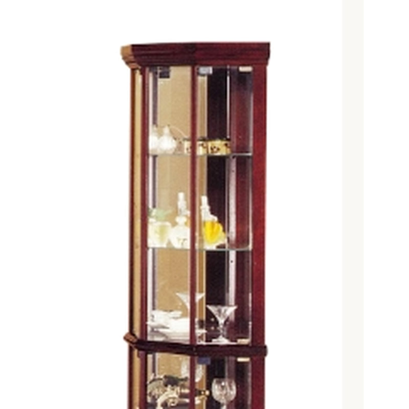 Élégante vitrine dans le coin - fini cerisier, 4 portes, 6, 3 m à l'arrière du miroir, présente des objets décoratifs pour les coins