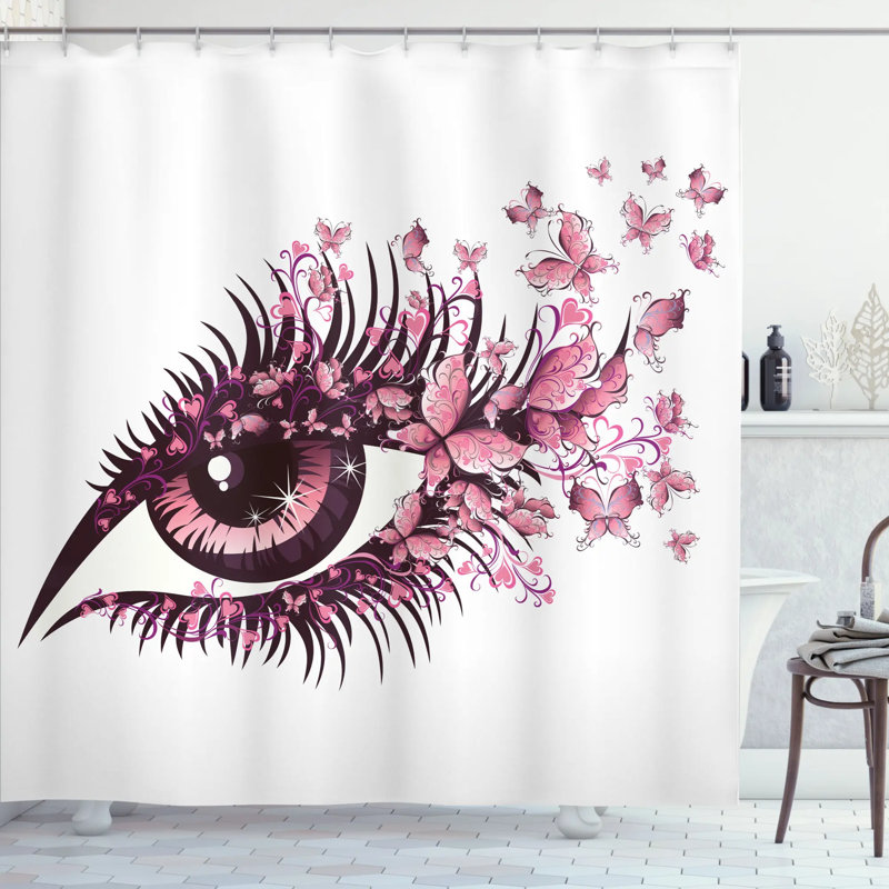 Ensemble de rideau de douche et crochets papillons, H 70 po x l 69 po