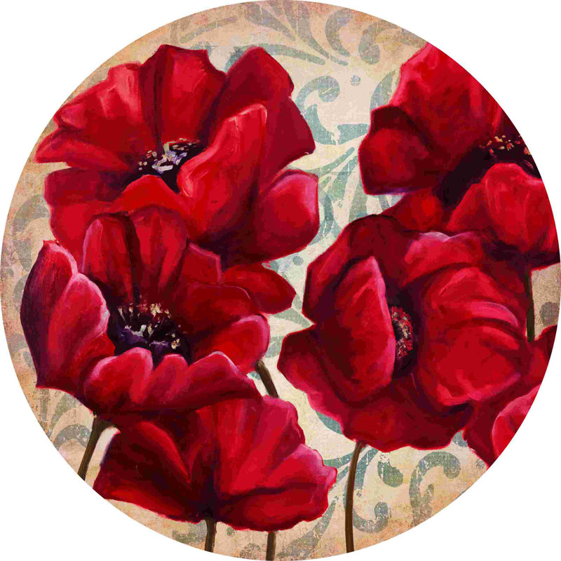 Motif floral circulaire sur toile tendue, L 36 po x H 36 po