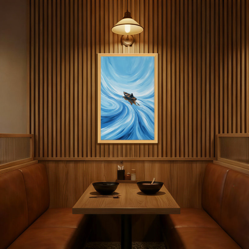 Art abstrait sur toile, vagues bleues tourbillonnantes