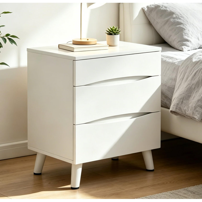 23.6 " W Solid Wood Standard Drawer Nightstand, Blanc