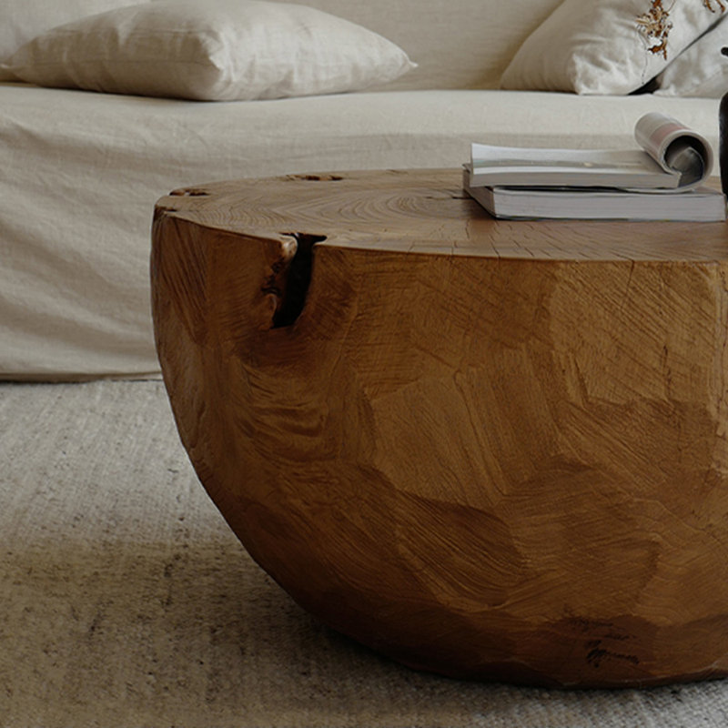 Irregular Round Log Coffee Table Natural Charm, 14.96" H x 25.59" W x 25.59" D