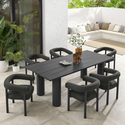 Ensemble de table de salle à manger et de chaises d'extérieur en aluminium 7 pièces Nautica