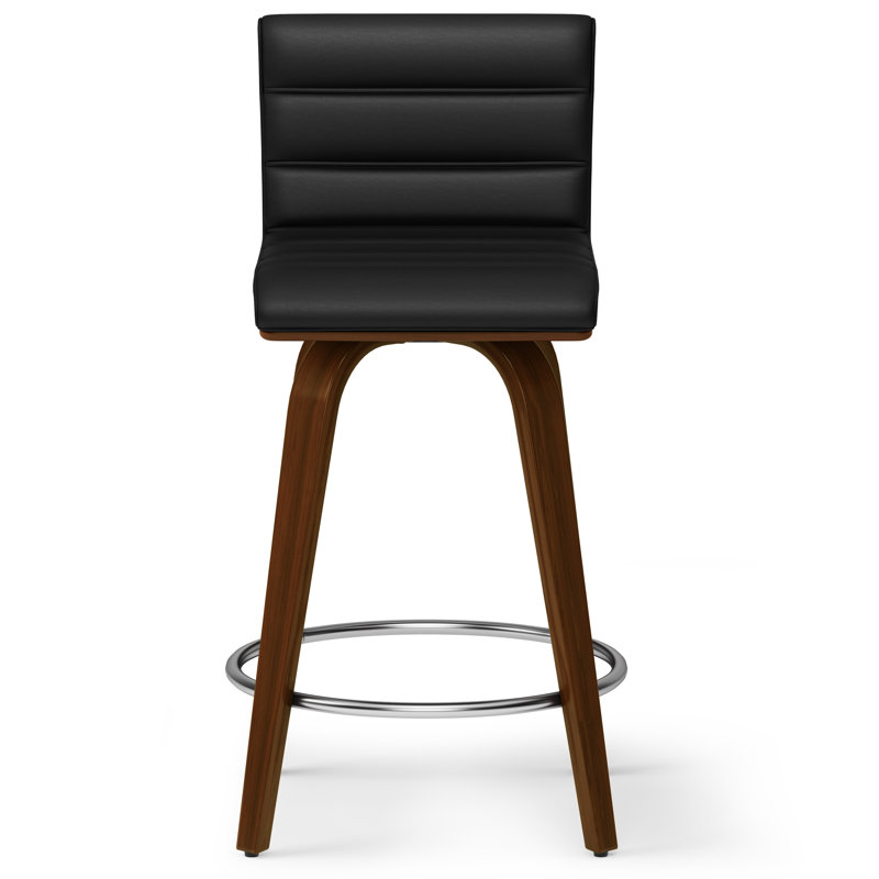 Tabouret pivotant de style Mid-Century avec siège et dossier rembourrés Roland, Noir