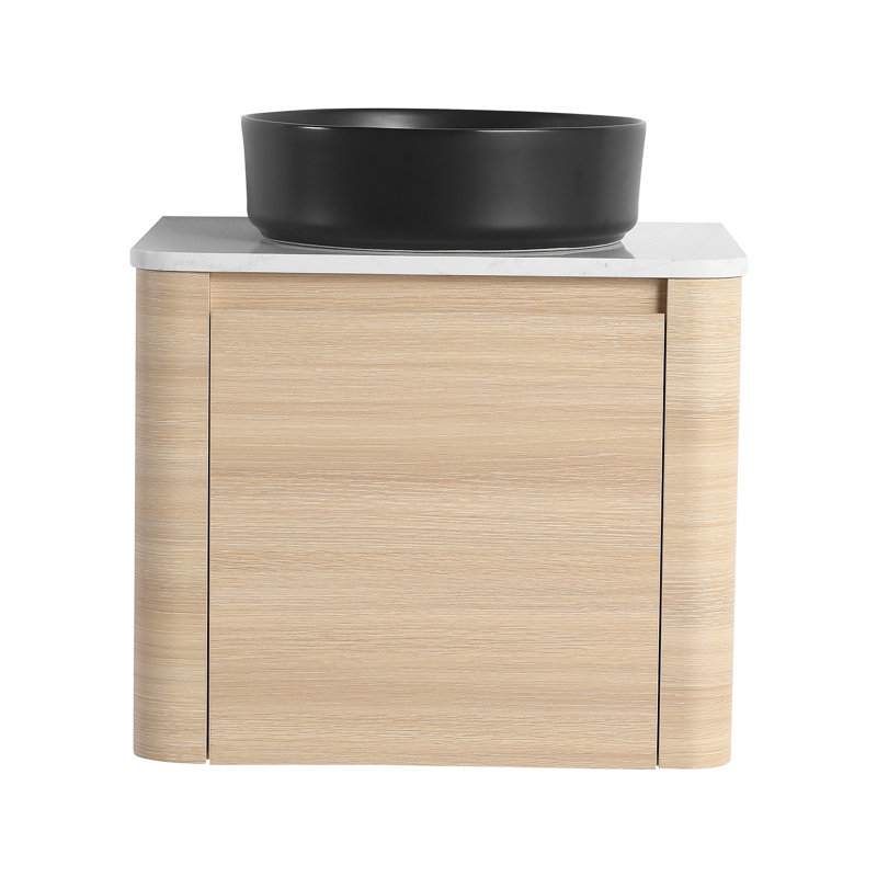 Meuble-lavabo mural de 24 po avec lavabo d'art en céramique, porte à fermeture en douceur et contreplaqué durable pour les salles de bain modernes