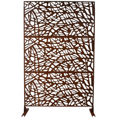 Écran d'intimité en métal l 76 po H48 po - Rouge rouille pour patio, terrasse, balcon, jardin, couverture intérieure extérieure et cloison de balcon