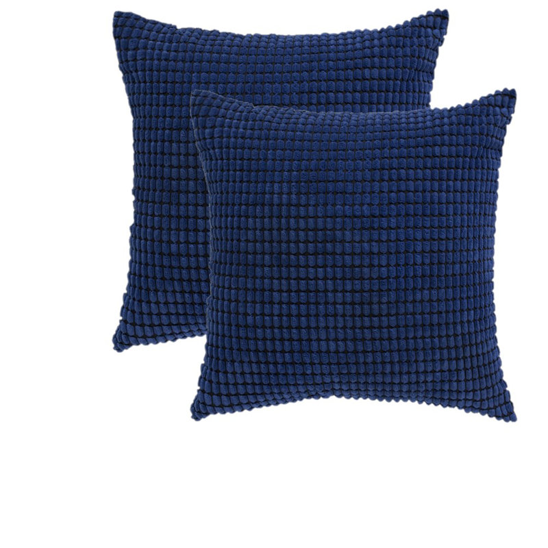Ensemble de 2 housses de coussin en velours côtelé, 18 po x 18 po, Bleu marine