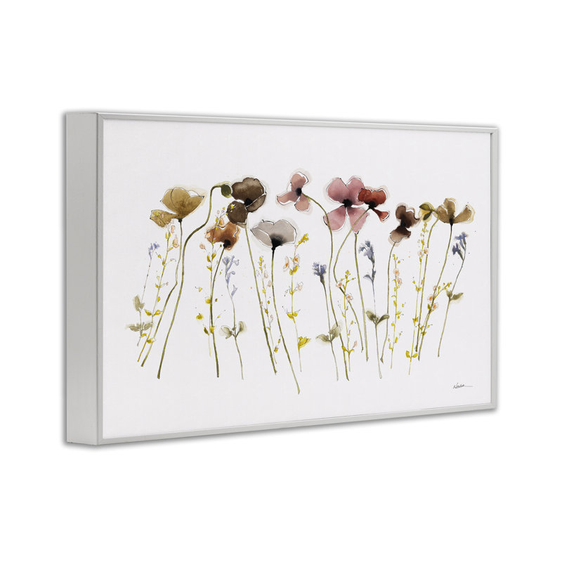Printemps, coquelicots, art par Shirley Novak bf-996, H 12 po x l 18 po, Giclée encadrée blanc bord de mer