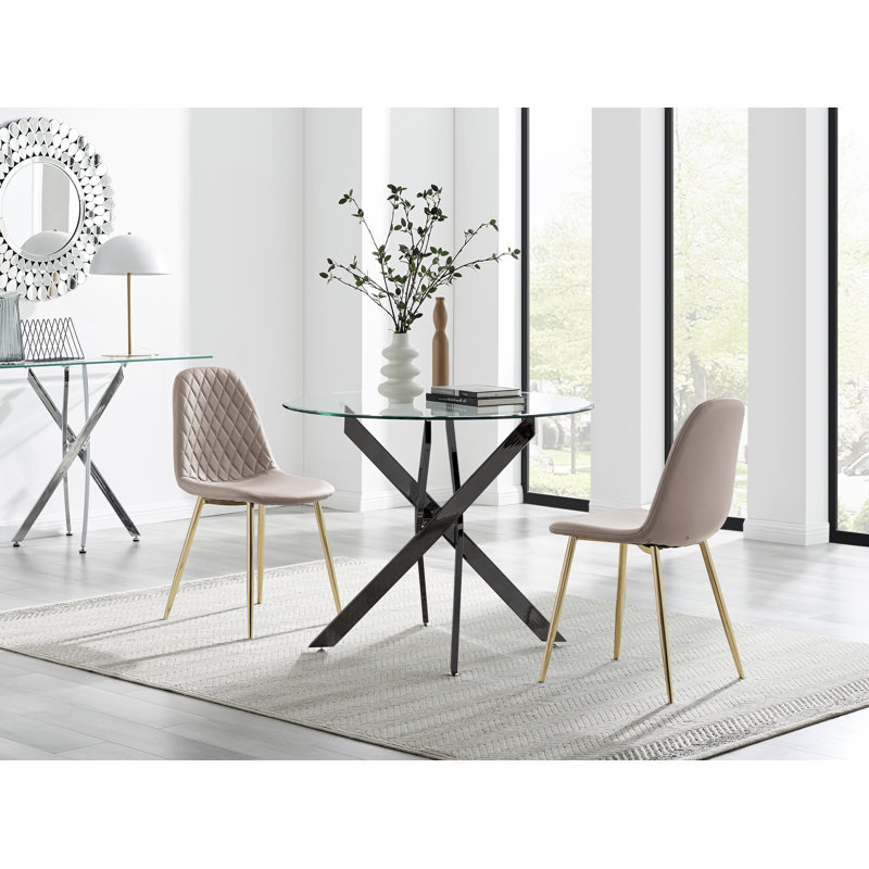 Bernell 2 - Person Dining Set, Cappuccino/Gold