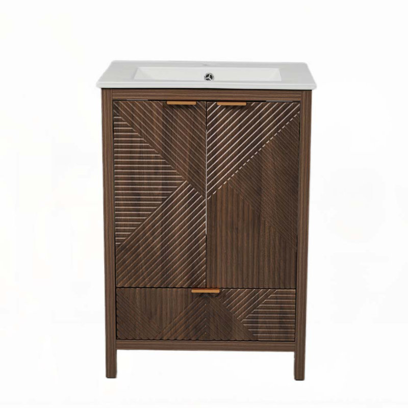Meuble-lavabo de salle de bain avec lavabo, Brown
