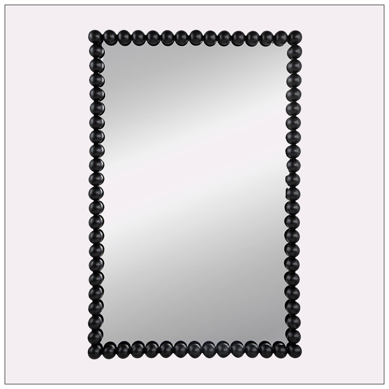 Harley Black Iron Beaded Rectangular Wall Mirror