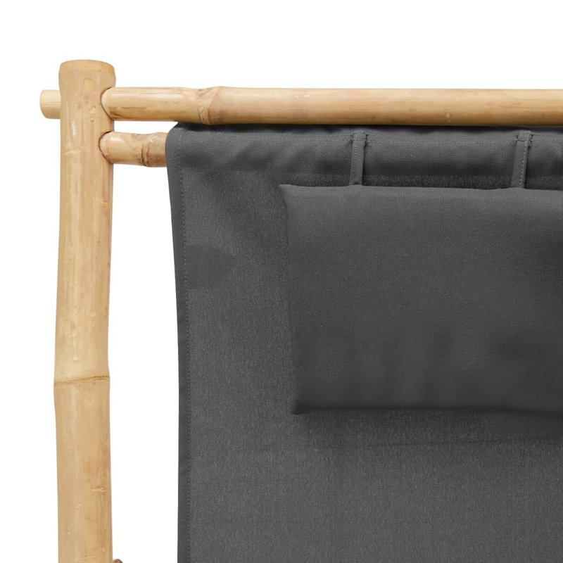 Minonk 106cm Long Reclining Bamboo Single Chaise, Dark Grey