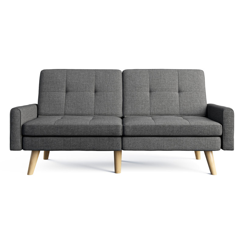 Kimiya Wood 70.5'' Upholstered Sofa, Dark Gray