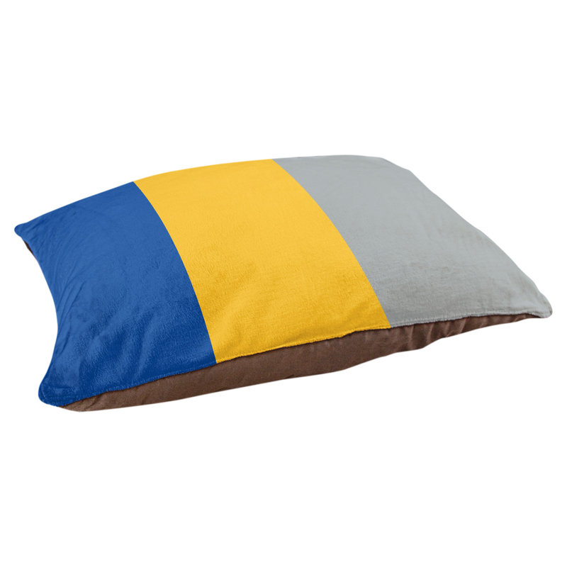 Coussin rectangulaire designer Tampa Bay, Grand (L 40 po x l 50 po), Bleu royal / or / gris