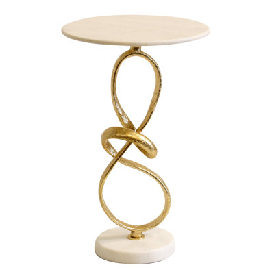 Table d'appoint Aurelia Abstract Twist - marbre blanc et or