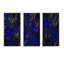 «Black and Blue Fractal Leaves», impression sur toile flottante 3 pièces-2028381848-2028381853