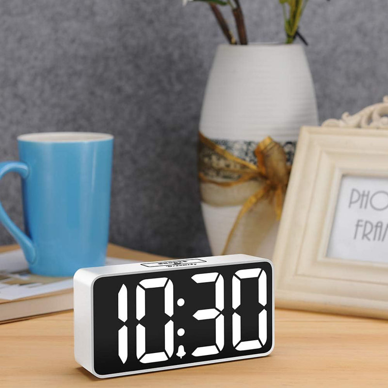 Alarm Clock For Bedroom, Large Big Numbers Display With Brightness Dimmer, Electric Bedside Desk Clock With USB Charging Port