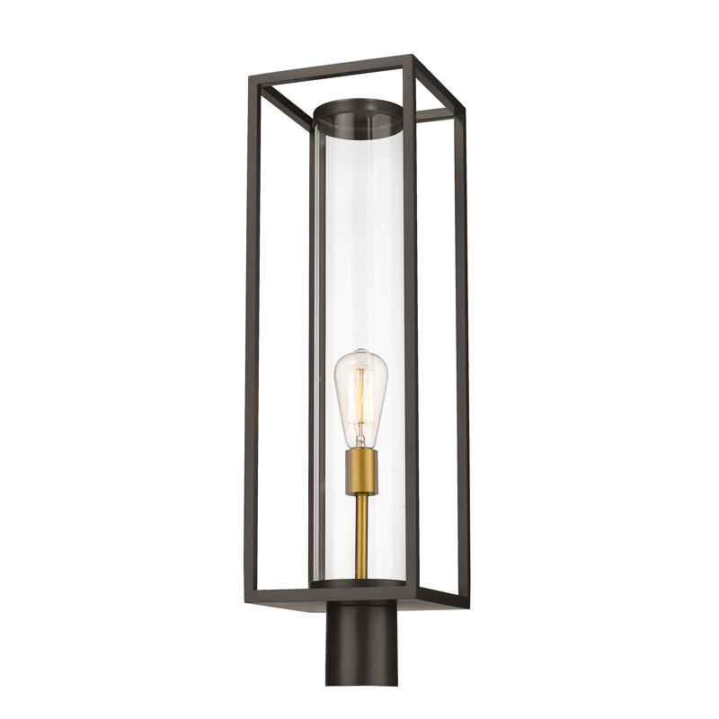 Bello Transparent Lantern Head, 27.75" H x 8" W x 8" D, Gold/Black