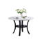 Ensemble repas contemporain de 5 pièces avec pieds courbés noirs, plateau de table blanc et sièges anti-brouillard pour les convives de 4 personnes avec table ronde, plateau supérieur et tablette inférieure-118928824