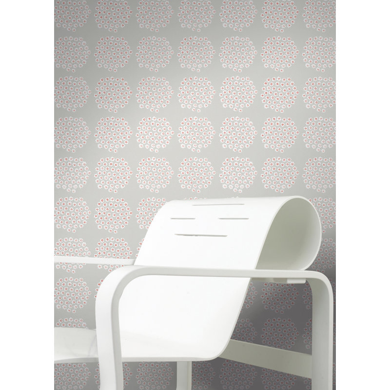 Puketti 18' L x 20.8" W Peel and Stick Wallpaper Roll, Gray/Red