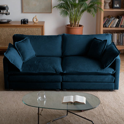 Canapé-lit moderne en chenille pour 2 places avec 4 coussins, siège profond et options de combinaison flexibles