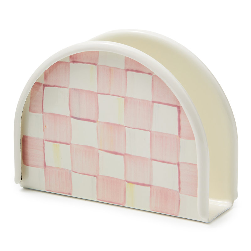 Mocha Check Napkin Holder, Beige/White