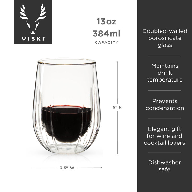 Double-Walled Stemless Wine Glasses