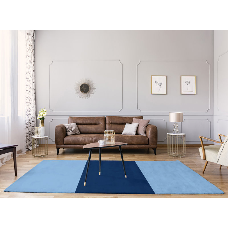 Tapis bleu ciel/bleu marine rayé Tampa Bay, Rectangle 8 pi x 10 pi
