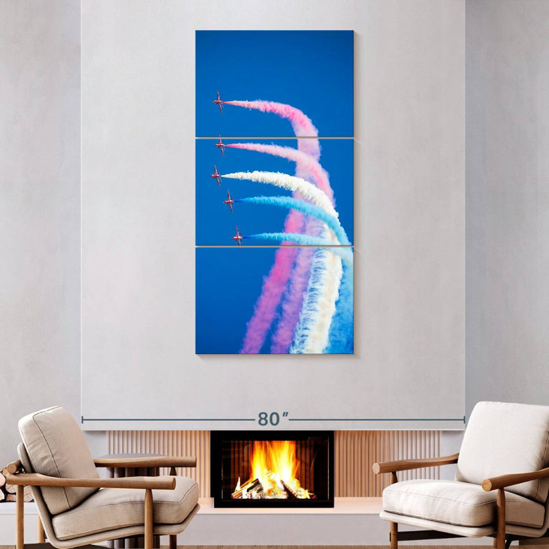Military Plane Contrails, 75" H x 36" W