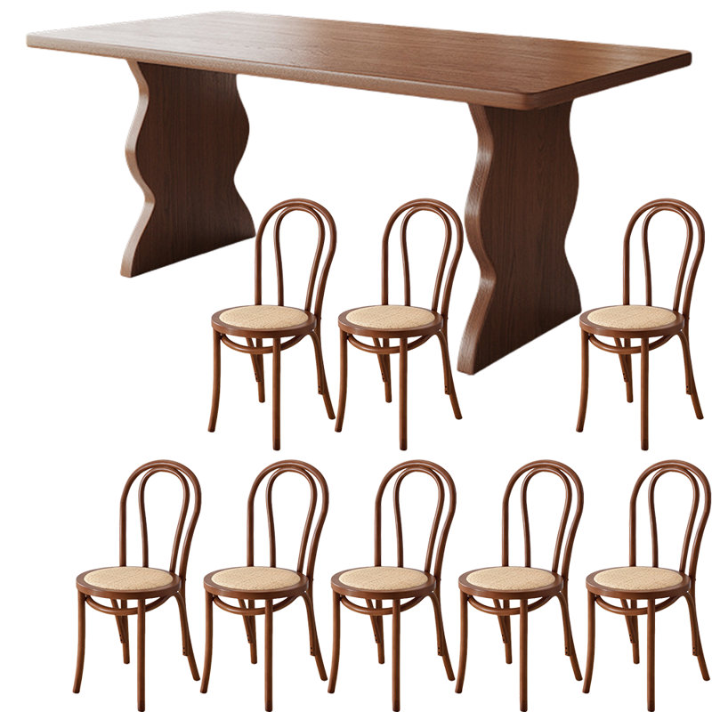 Ensemble de salle à manger en bois de frêne brun, H 29,9 po x L 94,5 po x l 34,6 po