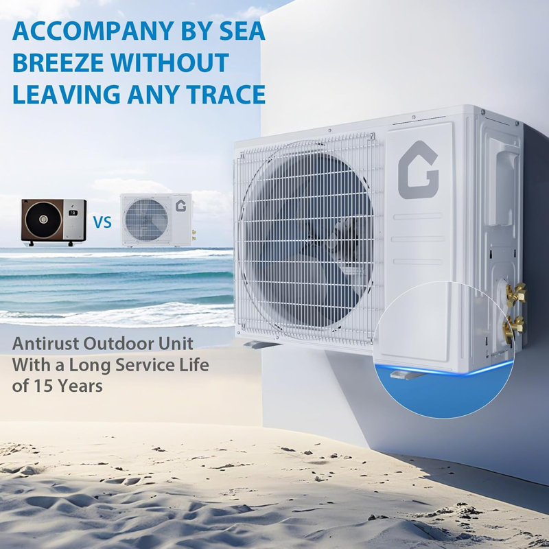 Mini climatiseur à deux blocs 9 000 BTU, 20 SEER2, refroidit 450 pieds carrés, compatible Alexa, climatiseur sans conduit avec onduleur avec WiFi et télécommande / trousse d'auto-nettoyage / installation, 230 V