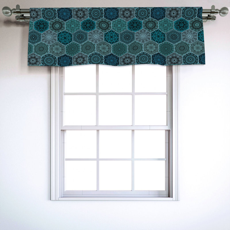 Sateen Geometric Ruffled Window Valance