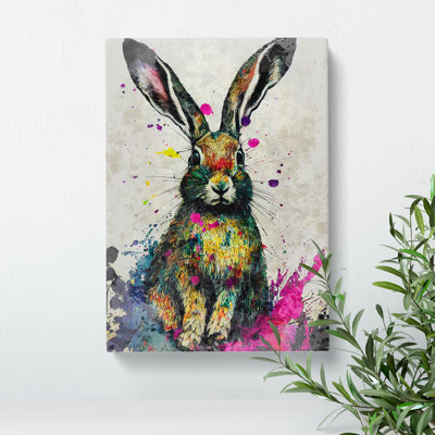 XC1022-1647X Colourful Watercolour Hare No.3 - Wrapped Canvas Print