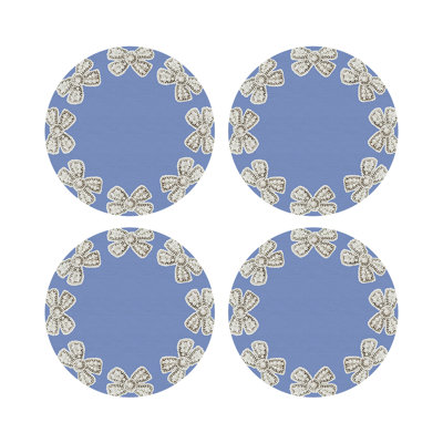 Pearl Bow Vegan Leather Round Pebble Placemat
