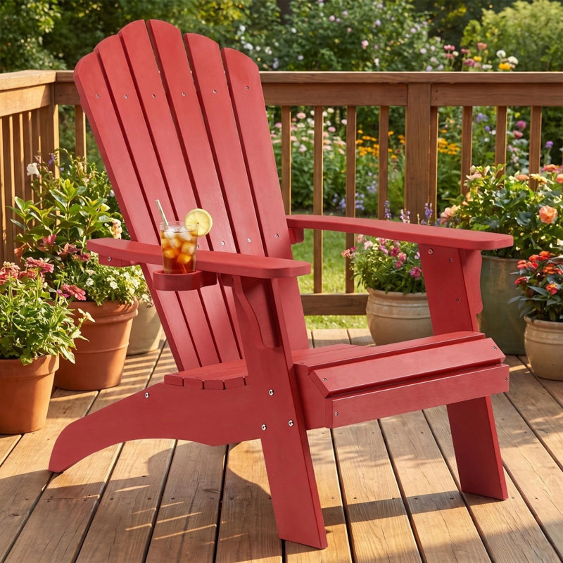 Fauteuil Adirondack surdimensionné avec porte-gobelet, Rouge