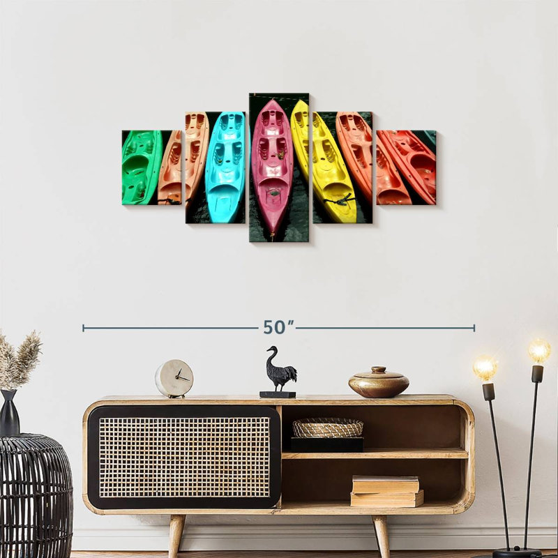 Kayaks en couleurs, H 19 po x l 42 po