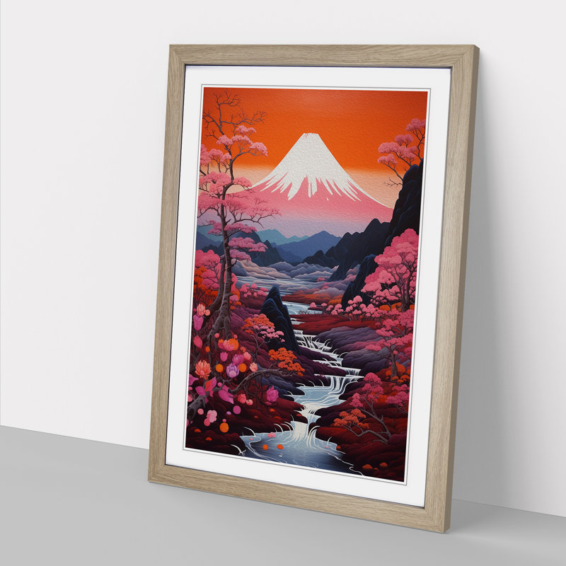 Japanese Mountains Neo-Plasticism No.2 - Framed Print, 64cm H x 46cm W x 2cm D, Oak Framed